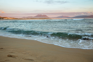 Sunset in idyllic beach of Kleinmond