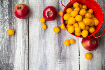 fruit background vintage wooden autumn food nature