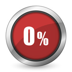 0 percent red icon sale sign