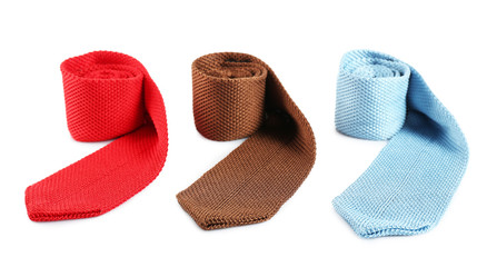Colorful male ties isolated on white