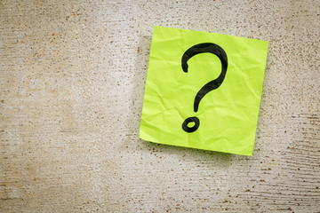 question mark on sticky note