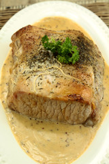 rôti de porc sauce moutarde