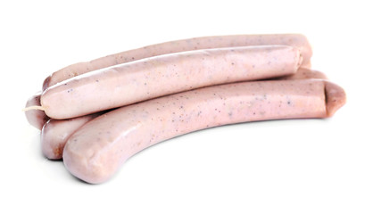 Cooked sausages isolated on white