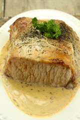 rôti de porc sauce moutarde