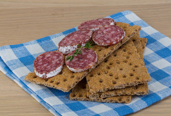 Crispbread with salami