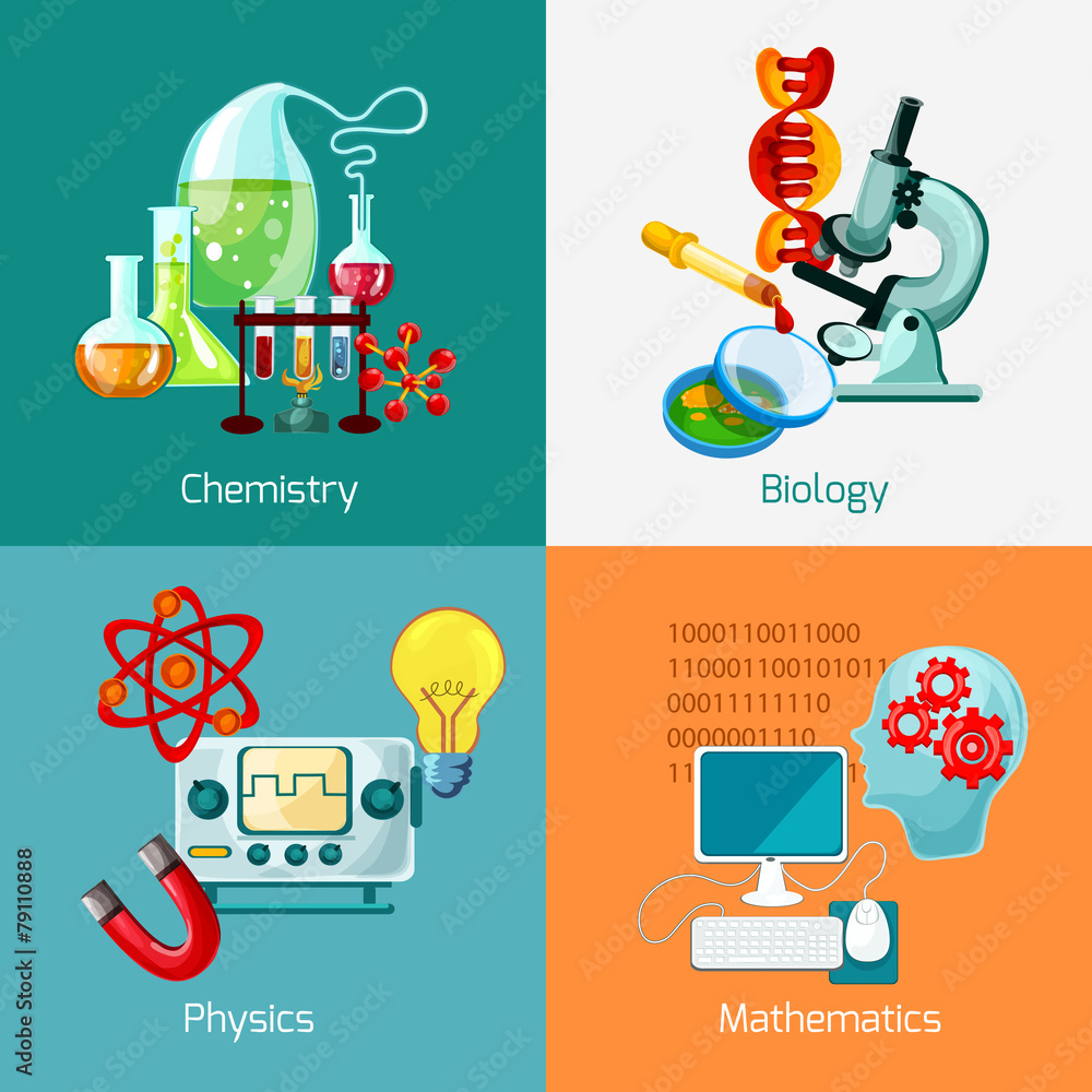 Poster science icons set