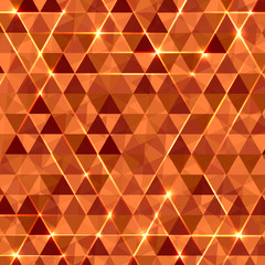 Abstract geometric vector background with glowing triangles.