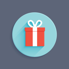 Flat style gift box vector icon