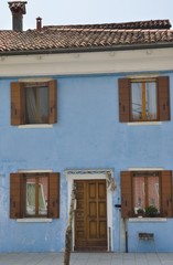 Blue house in Burano, Venice, Italy