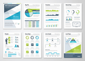 Green and blue modern infographic brochure vector elements