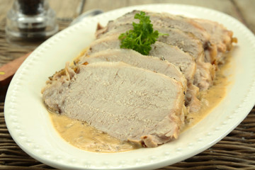 rôti de porc sauce moutarde