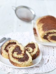 sponge roulade with chocolate cream