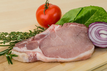Raw pork steak