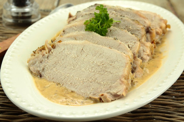 rôti de porc sauce moutarde