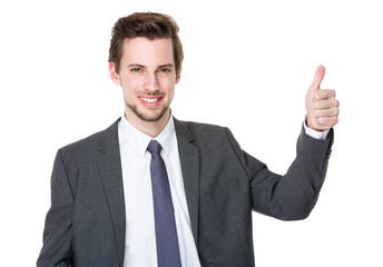 Caucasian businessman with thumb up