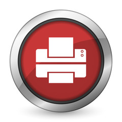 printer red icon print sign