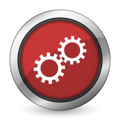 gears red icon options sign