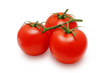 Three fresh red tomatoes on isolated backround