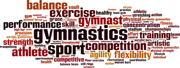 Gymnastics word cloud concept. Vector illustration