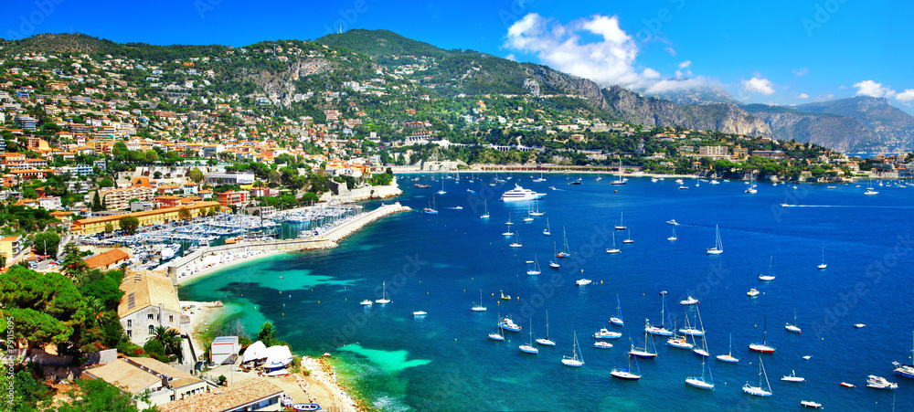 Wall mural azure coast of France - panoramic view of Nice