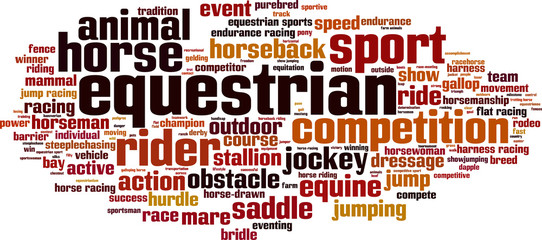 Obraz premium Equestrian word cloud concept. Vector illustration