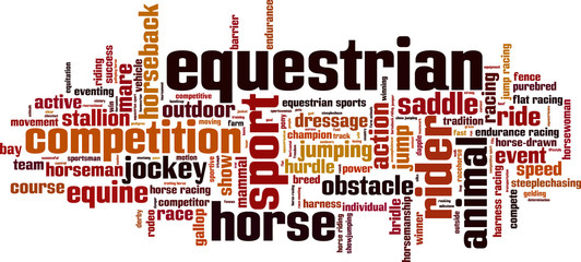 Equestrian word cloud concept. Vector illustration