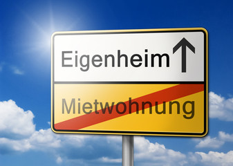 Eigenheim Mietwohnung Hauskauf Hausbau Schild Hintergrund