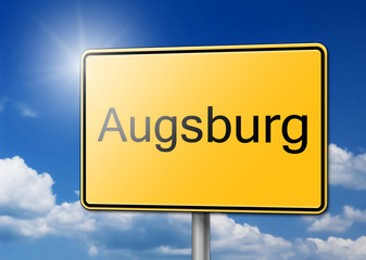 Herzlich willkommen in Augsburg Schild Hintergrund