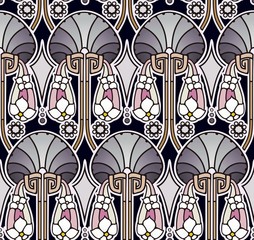 Pearl tones art nouveau wallpaper