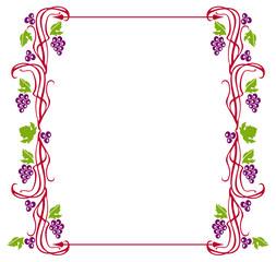 Vector frame with grapes isolated