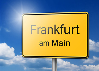 Willkommen in Frankfurt Schild Hintergrund