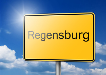 Obraz premium Willkommen in Regensburg Schild Hintergrund