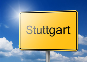 Willkommen in Stuttgart Schild Hintergrund