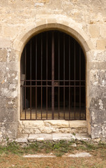 Fototapeta na wymiar Saints Cosmas and Damian chapel door in Gigondas