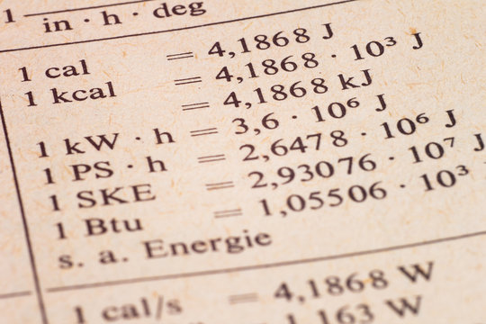 Maßeinheiten Energie