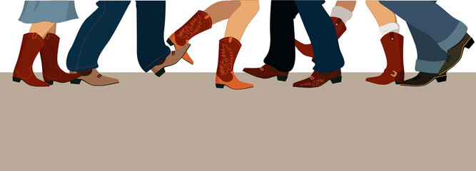 Banner with country dancers feet in cowboy boots