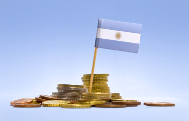 Flag of Argentina in a stack of coins.(series)