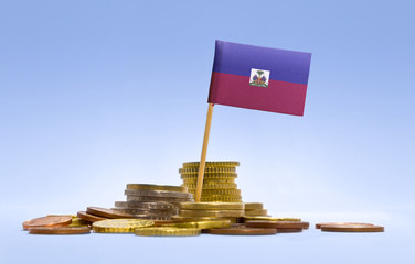 Flag of Haiti in a stack of coins.(series)