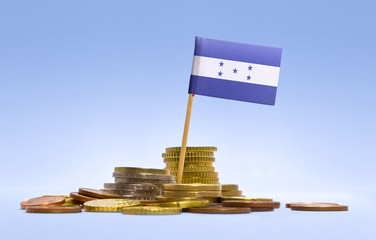 Flag of Honduras in a stack of coins.(series)
