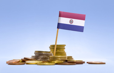 Flag of Paraguay in a stack of coins.(series)