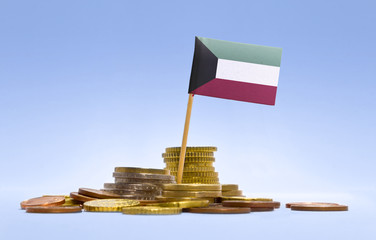 Flag of Kuwait in a stack of coins.(series)
