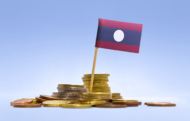 Flag of Laos in a stack of coins.(series)