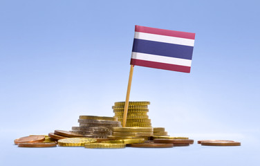 Flag of Thailand in a stack of coins.(series)