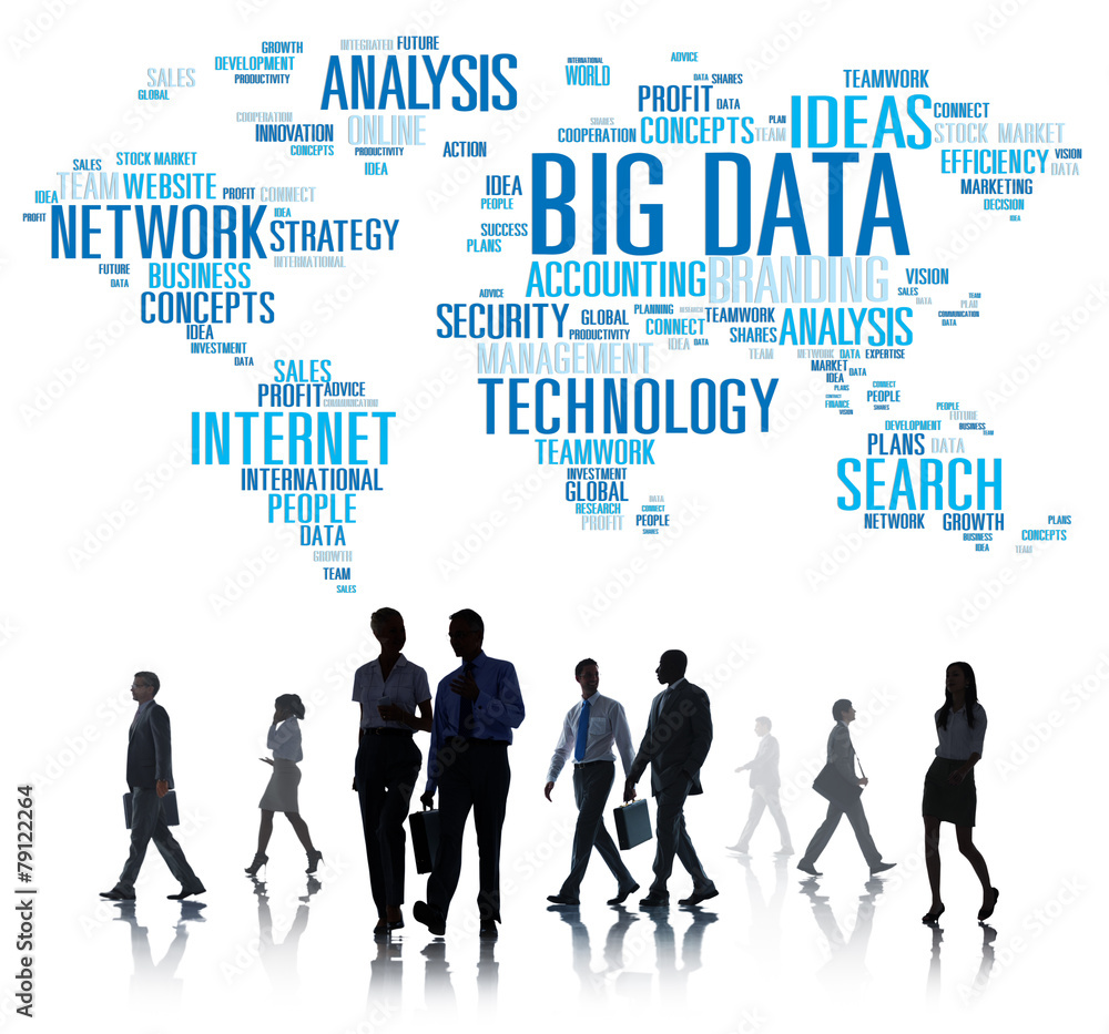Poster big data storage information world map concept