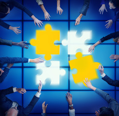 Jigsaw Puzzle Support Team Coopeartion Togetherness Unity Concep