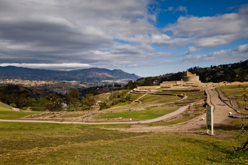 Landscape shot of Ingapirca important inca ruins in Ecuador