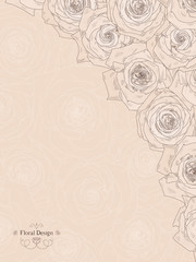 Background with beautiful roses. Shading graphics. Place for text. Vector illustration