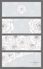 Banners with beautiful roses. Shading graphics. Place for text. Banners for web. Colorful header. Abstract vector background
