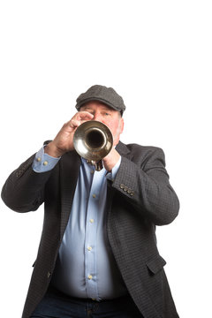 Man playing a cornet, trumpet