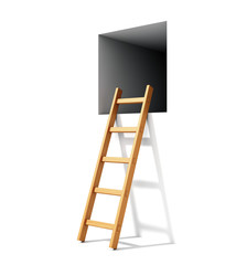 Ladder and window in wall
